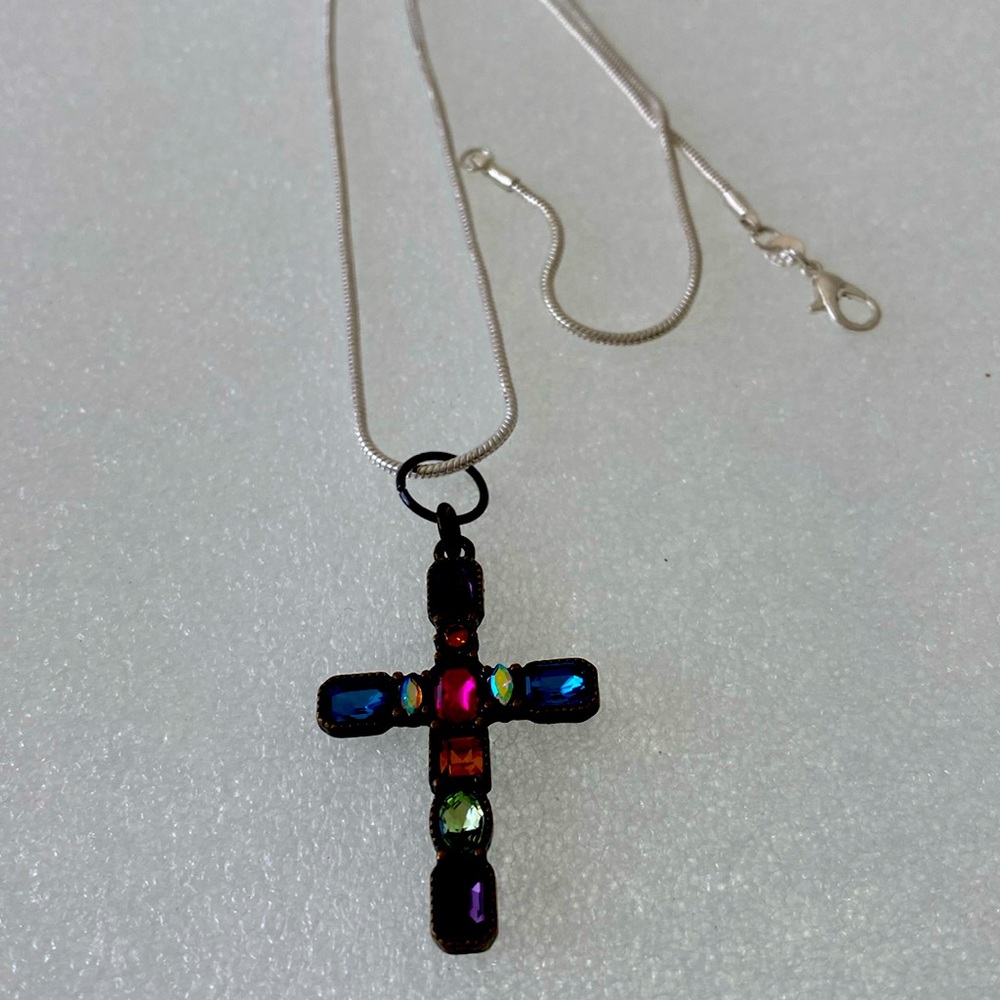 24 inches sterling silver chain unisex cross